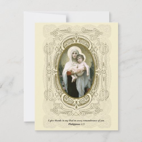 Virgin Mary Jesus Catholic  Sympathy Condolence Thank You Card