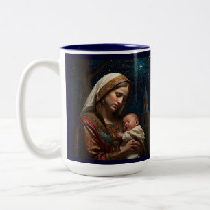 Virgin Mary & Jesus Christmas Nativity Two-Tone Coffee Mug