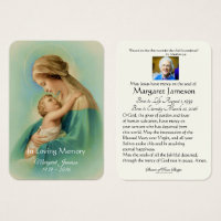 Virgin Mary Jesus Funeral Memorial Holy Card -