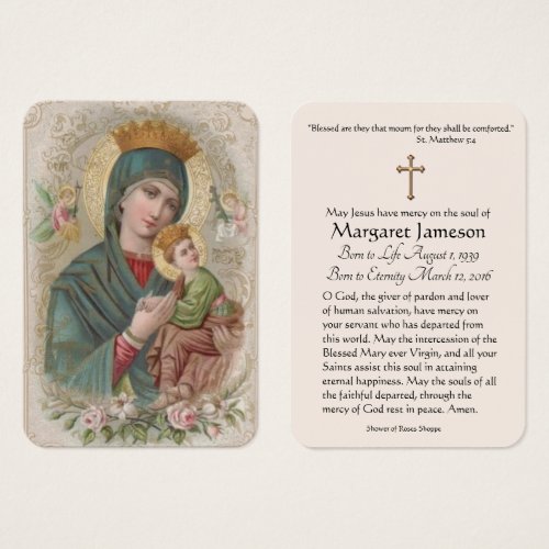 Virgin Mary Jesus Funeral Memorial Holy Card _