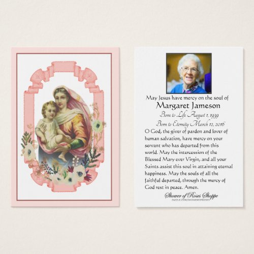 Virgin Mary Jesus  Funeral Memorial Holy Card