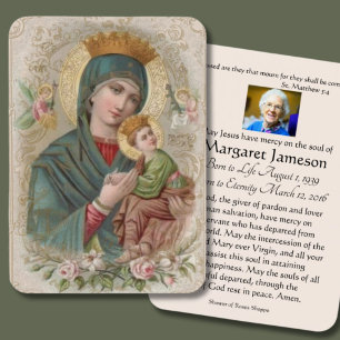 Virgin Mary Jesus Funeral Memorial Holy Card -