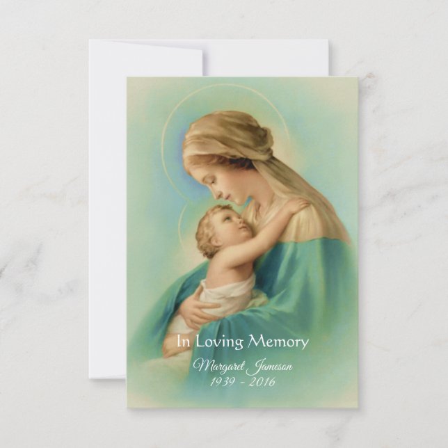 Virgin Mary Jesus Funeral Memorial Prayer Holy --- Invitation (Front)