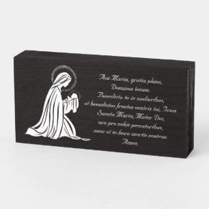 Virgin Mary Jesus Hail Mary Ave Maria Prayer Wooden Box Sign