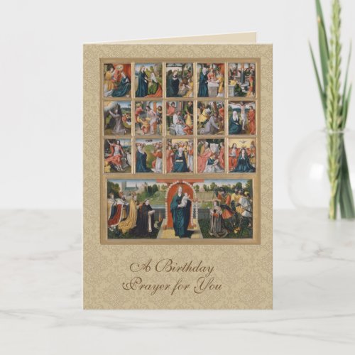 Virgin Mary Jesus Holy Rosary Sacred Art Religious Holiday Card