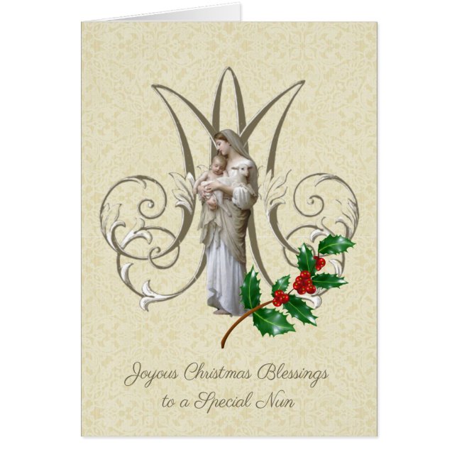 Virgin Mary Jesus Lamb Religious Catholic Nun Cards (Front)