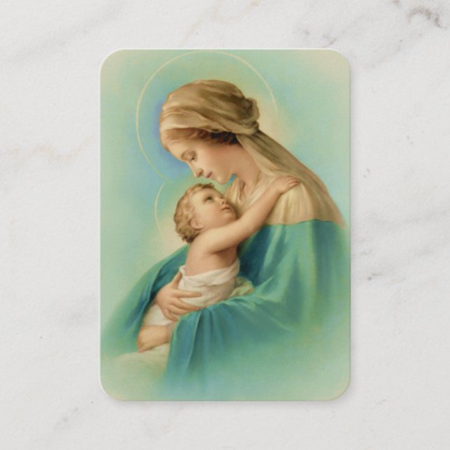 Virgin Mary Jesus Lovely Lady Dressed in Blue Poem Enclosure Card (Front)