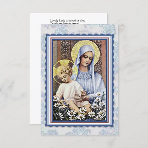 Virgin Mary Jesus Lovely Lady Dressed in Blue Poem Invitation