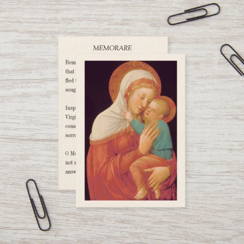 Virgin Mary Jesus Mother of Good Counsel Memorare Business Card