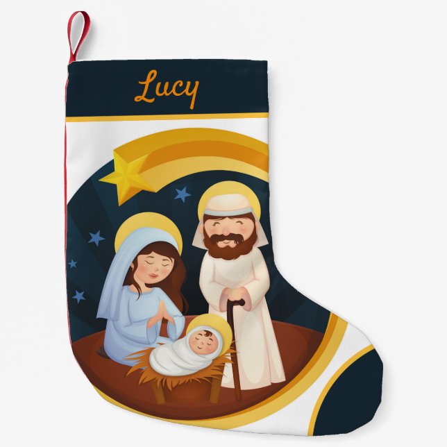 Virgin Mary Jesus Nativity Christmas Small Christmas Stocking (Front)