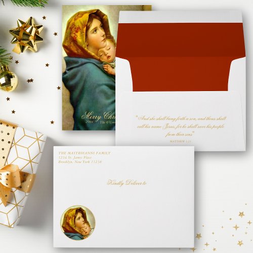 Virgin Mary  Jesus Nativity Religious Christmas Envelope