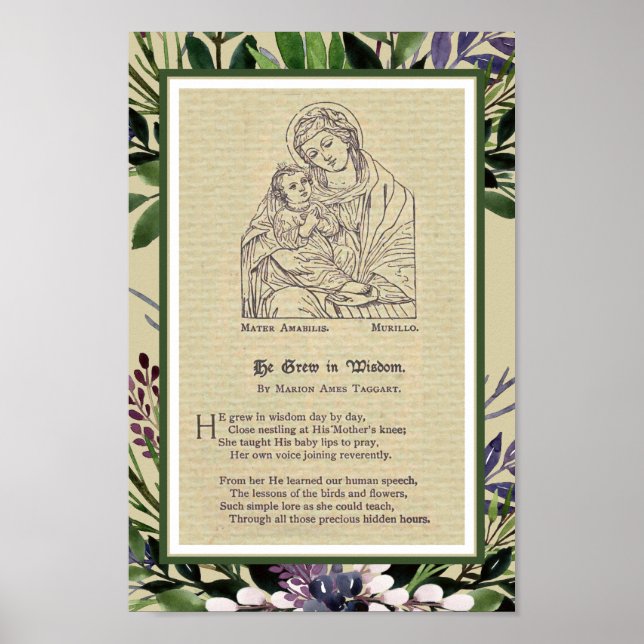 Virgin Mary Jesus Poem Vintage Religious Poster (Front)