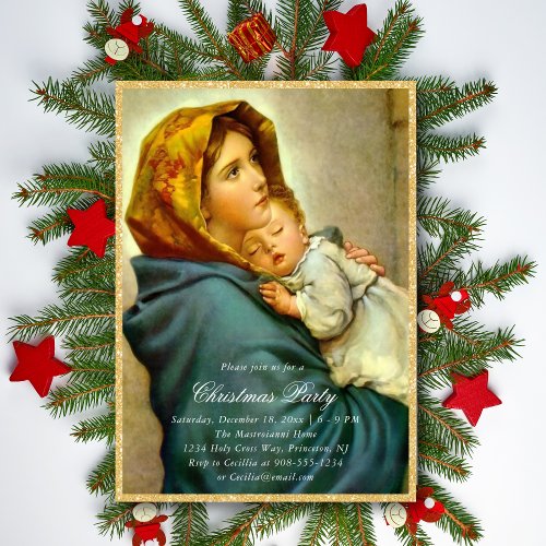Virgin Mary  Jesus Religious Christmas Party Invitation