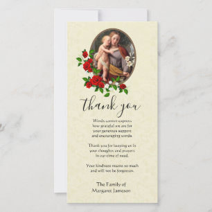 Virgin Mary Jesus Religious Condolence Thank You Card