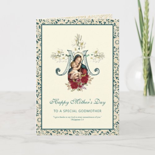 Virgin Mary Jesus Religious Godmother  Card