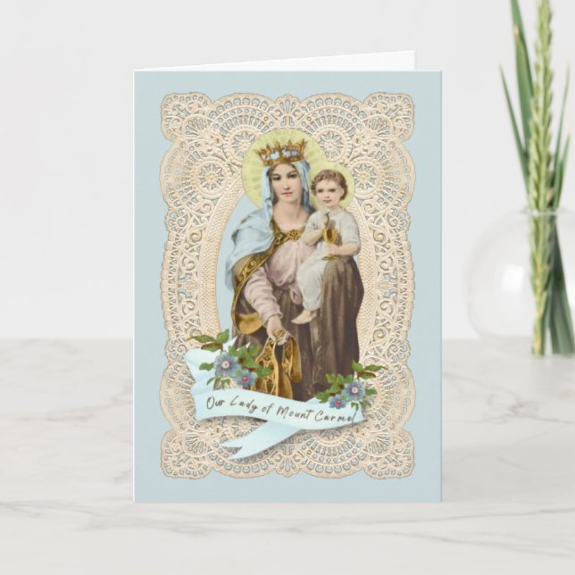 Virgin Mary Jesus Religious Mount Carmel Card (Front)