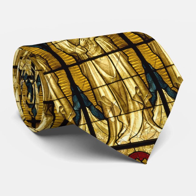 Virgin Mary Jesus  Religious Stained Glass Neck Tie (Rolled)