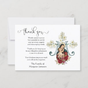 Virgin Mary Jesus  Religious Thank You Condolence Card