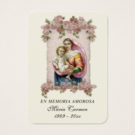 Virgin Mary Jesus Spanish Funeral Holy Prayer (Front)
