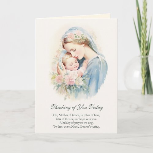 Virgin Mary Jesus Thinking of You Prayer Card