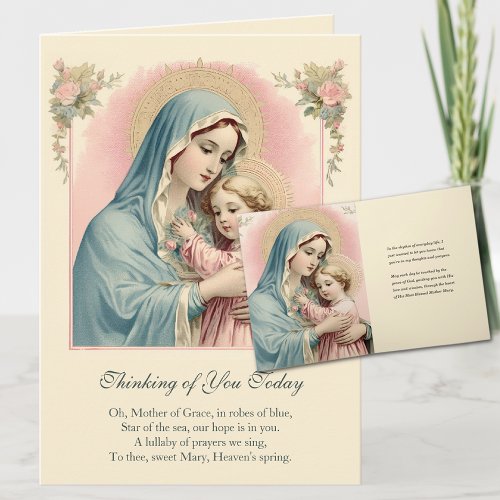 Virgin Mary Jesus Thinking of You Prayer Card