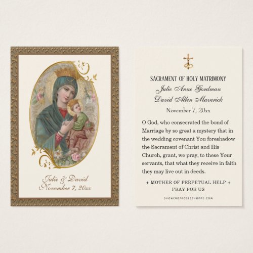 Virgin Mary Jesus Wedding Scripture Prayer Card 