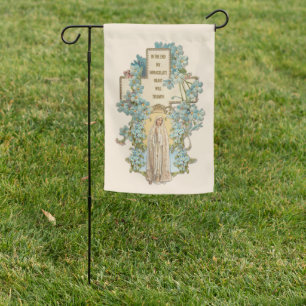 Virgin Mary Lady of Fatima Floral Cross Garden Flag