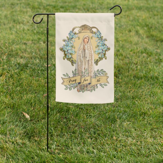 Virgin Mary Lady of Fatima Floral Religious Garden Flag (In SItu)