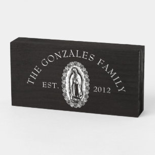 Virgin Mary Lady of Guadalupe Spanish Family Wooden Box Sign