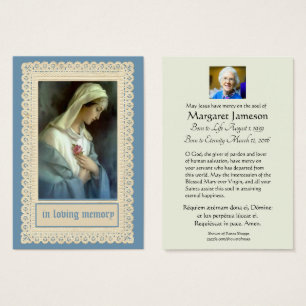Virgin Mary Latin Funeral Prayer Memorial Card