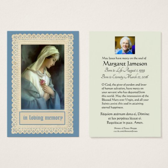 Virgin Mary Latin Funeral Prayer Memorial Card | Zazzle.com