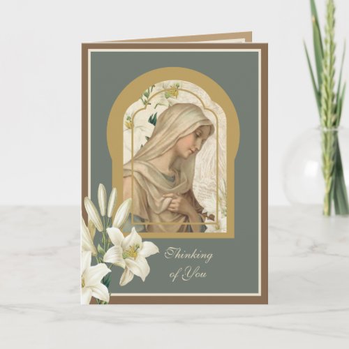 Virgin Mary Lilies Religious Poem Prayer Card