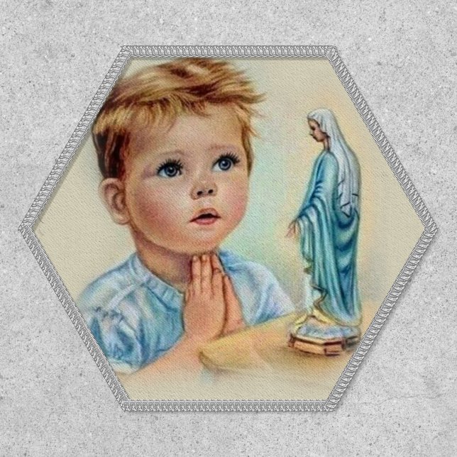 Virgin Mary Little Boy Praying Religious Catholic Patch (Front)