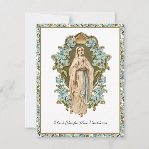 Virgin Mary Lourdes Catholic Funeral Condolence Thank You Card