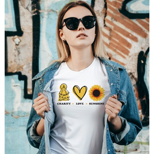 Virgin Mary Love And Sunflower T_Shirt