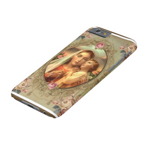 Virgin Mary Madonna Child Jesus Rosary Roses Barely There iPhone 6 Case