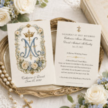 Virgin Mary Monogram Wedding Keepsake