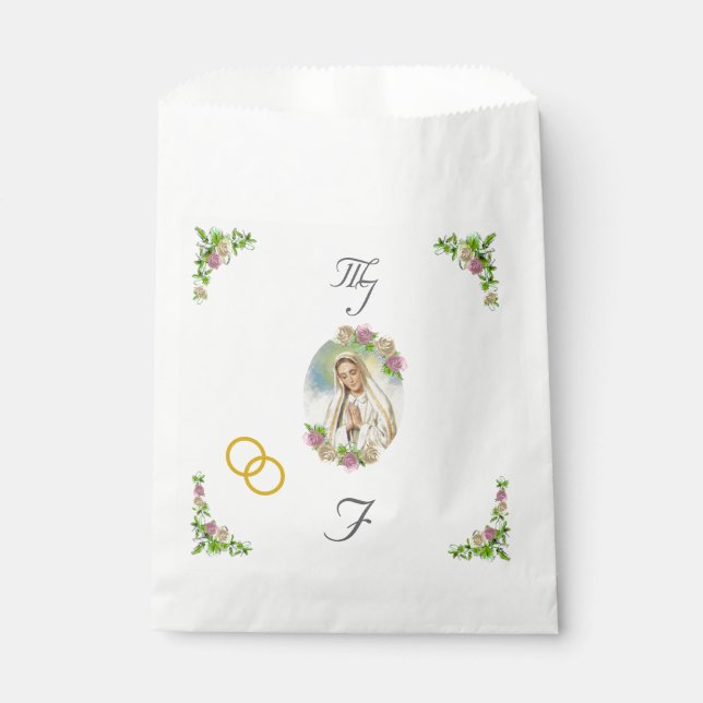 Virgin Mary Monogrammed Wedding Favor Bags (Front)
