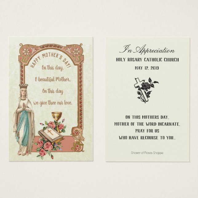 Virgin Mary Mother's Day Remembrance Cards (Front & Back)