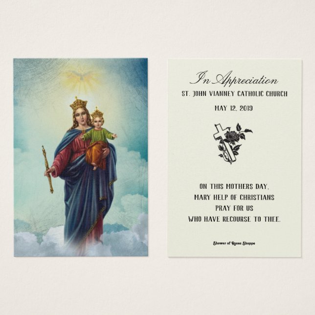 Virgin Mary Mother's Day Remembrance Cards (Front & Back)