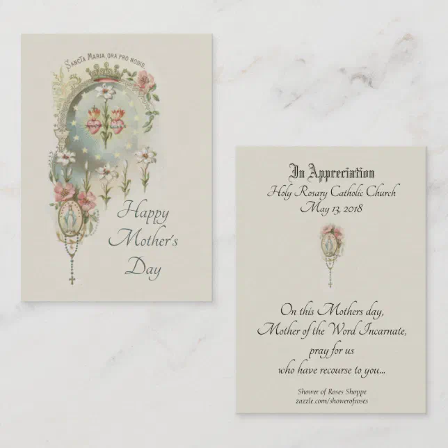 Virgin Mary Mothers Day Remembrance Holy Card Zazzle