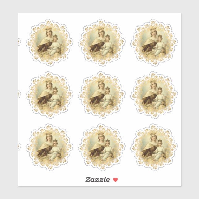 Virgin Mary Mount Carmel Jesus Religious Vinyl Sticker (Sheet)