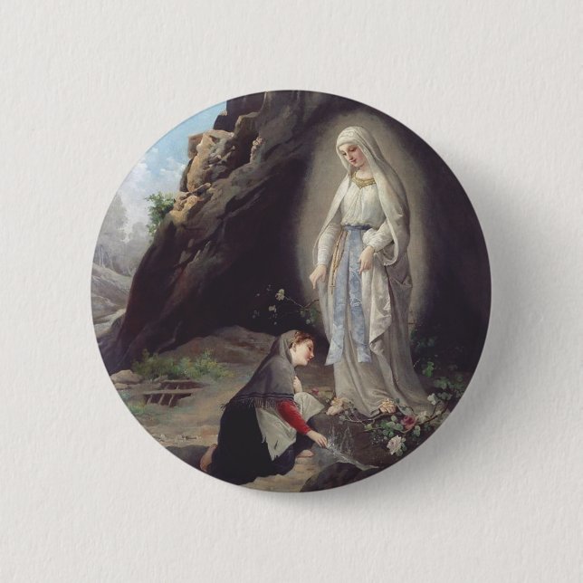 Virgin Mary of Lourdes Button (Front)