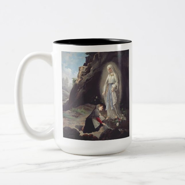 Virgin Mary of Lourdes Two-Tone Coffee Mug (Left)