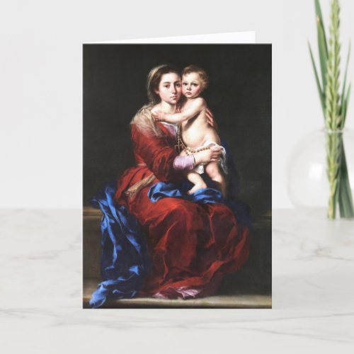 Virgin Mary of the Rosary Jesus  Religious Card