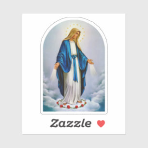Virgin Mary on Clouds and a Circle of Red Roses    Sticker