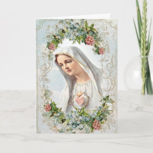 Virgin Mary Our Lady of Fatima Religious Floral  C Card