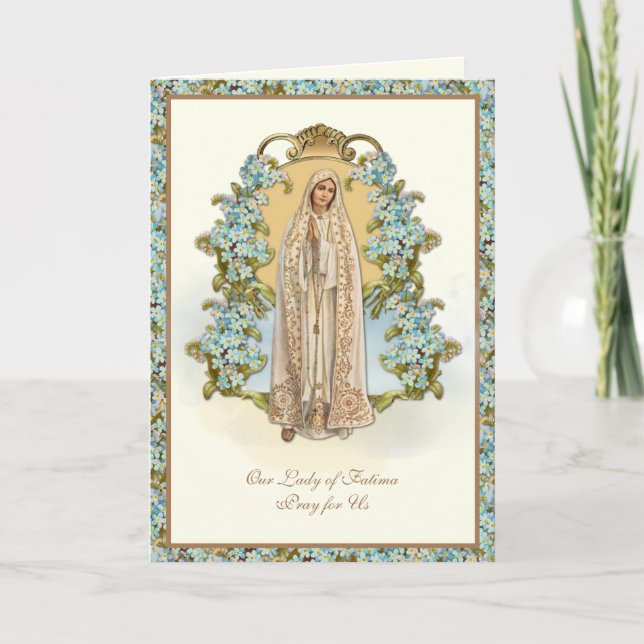 Virgin Mary Our Lady of Fatima Religious Floral  C Card (Front)