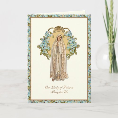 Virgin Mary Our Lady of Fatima Religious Floral  Card