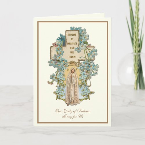 Virgin Mary Our Lady of Fatima Religious Floral Card